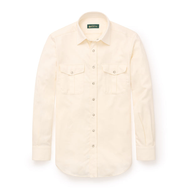Flannel Luc Due Western Dress Shirt - Cream