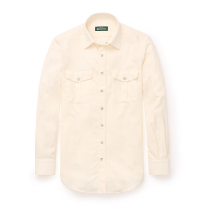 Flannel Luc Due Western Dress Shirt - Cream