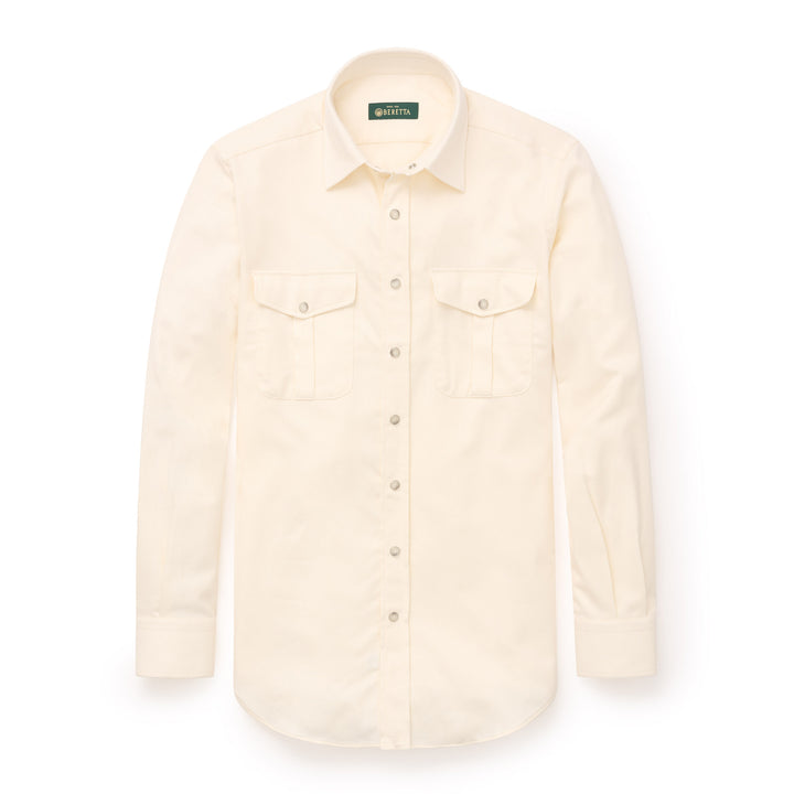 Flannel Luc Due Western Dress Shirt - Cream Flannel Luc Due Western Dress Shirt - Cream