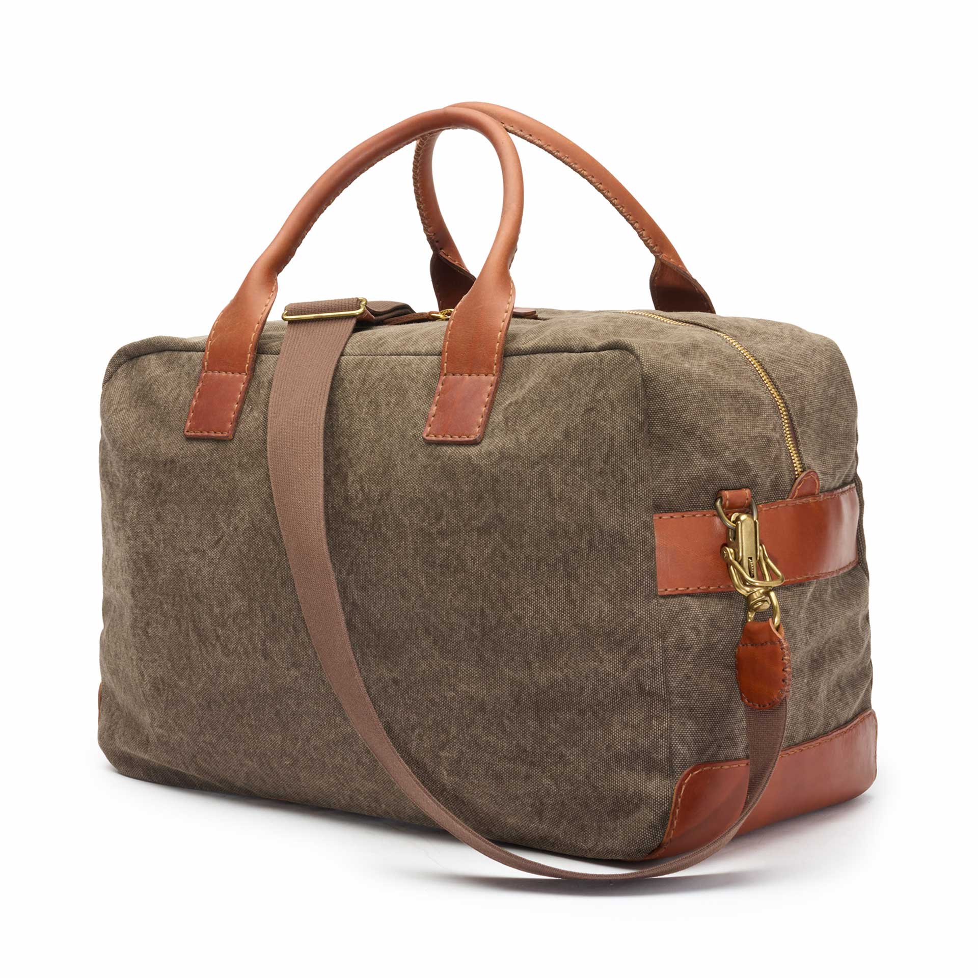 Italian Artisan Leather & Canvas Travel Duffle - Khaki