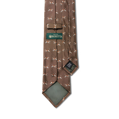 Running Pointers Bracco Italiano Handmade Silk Tie - Taupe