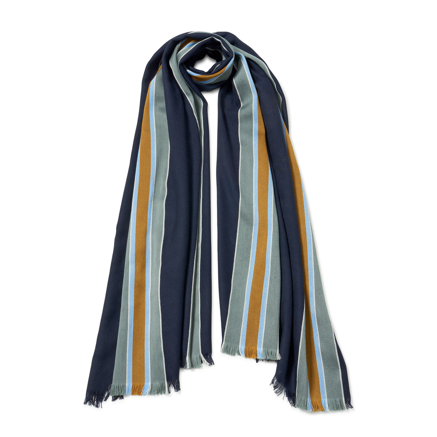 Ribbon Stripe Scarf - Navy Multi