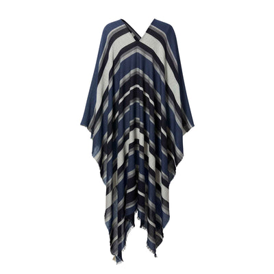 Tissue Textured Stripe Kaftan - Navy