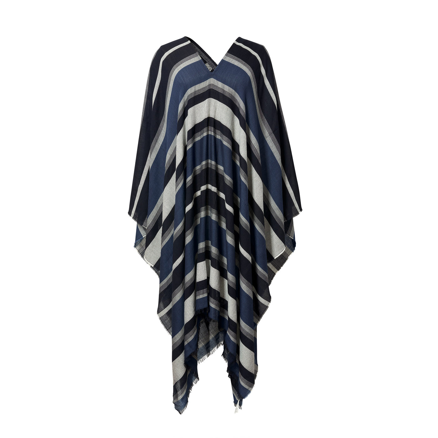 Tissue Textured Stripe Kaftan - Navy