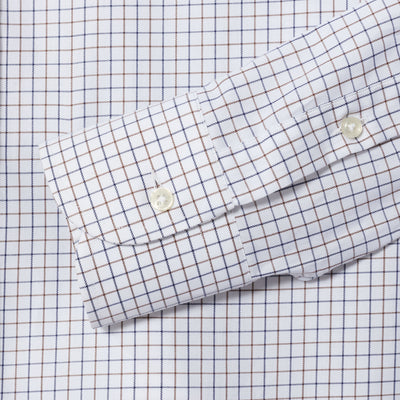 Tattersall Check Cotton Luc Due Shirt - Brown Navy