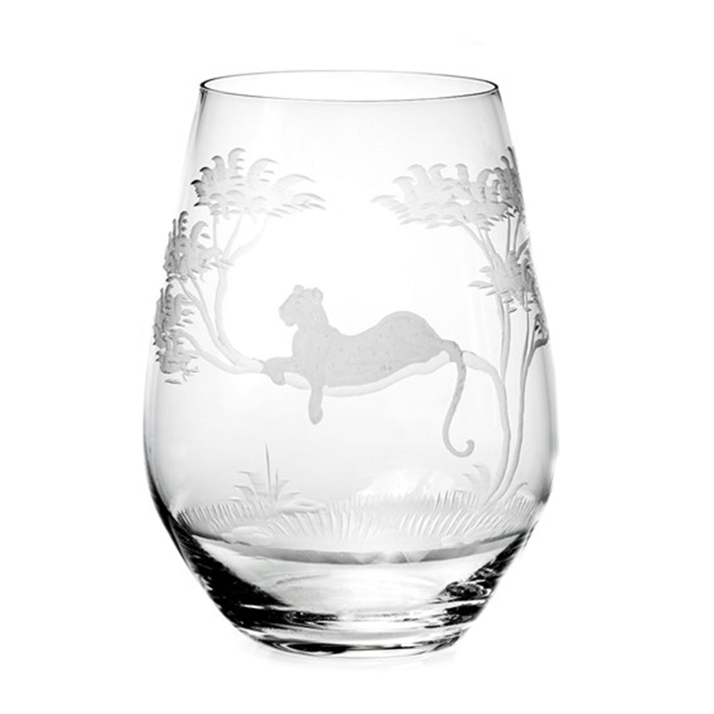 African Stemless Wine Glass - Leopard