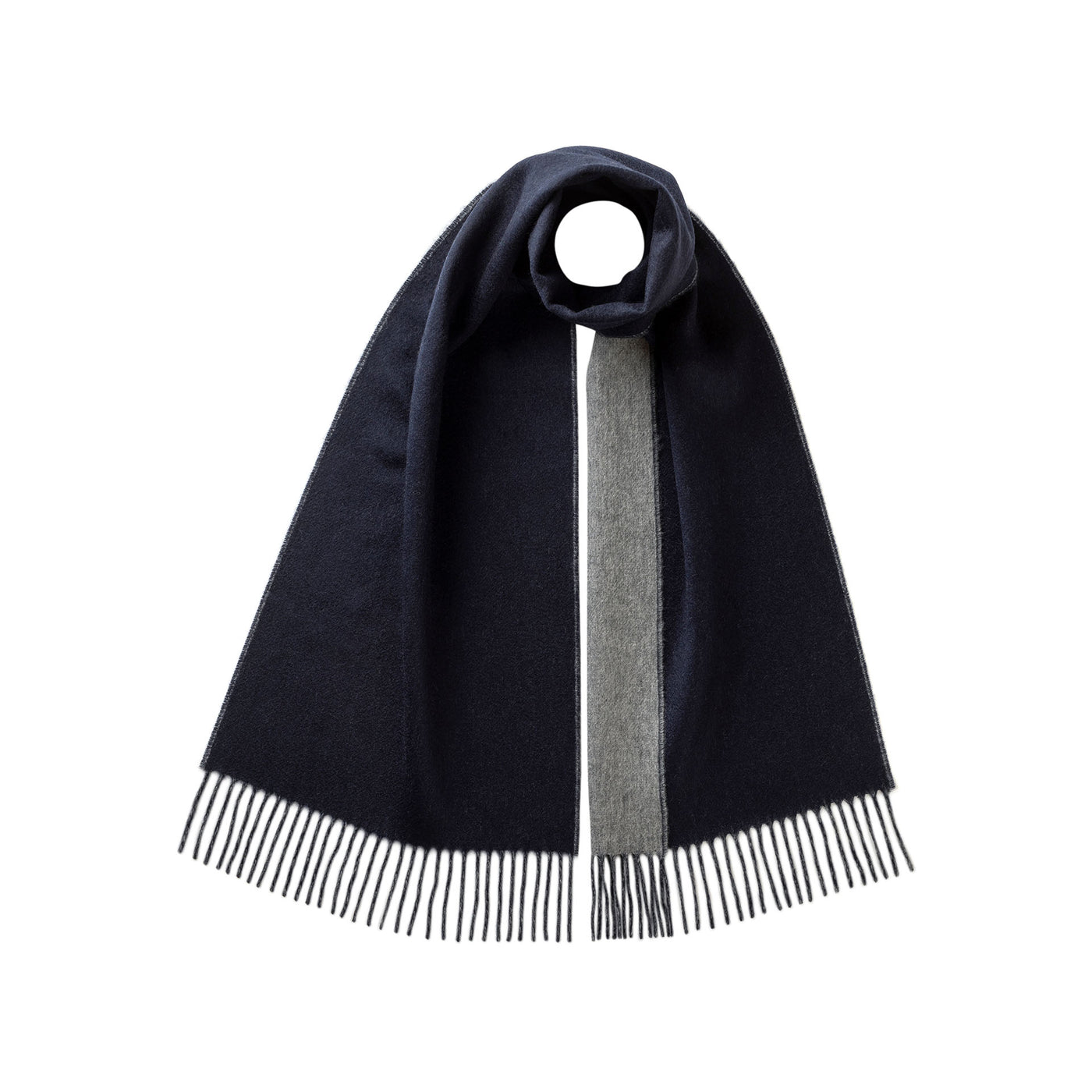 Contrast Reversible Scarf - Dark Navy/Grey