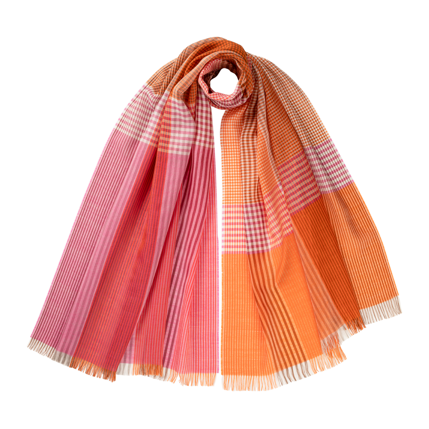 100% Wool Woven Scarf - Orange