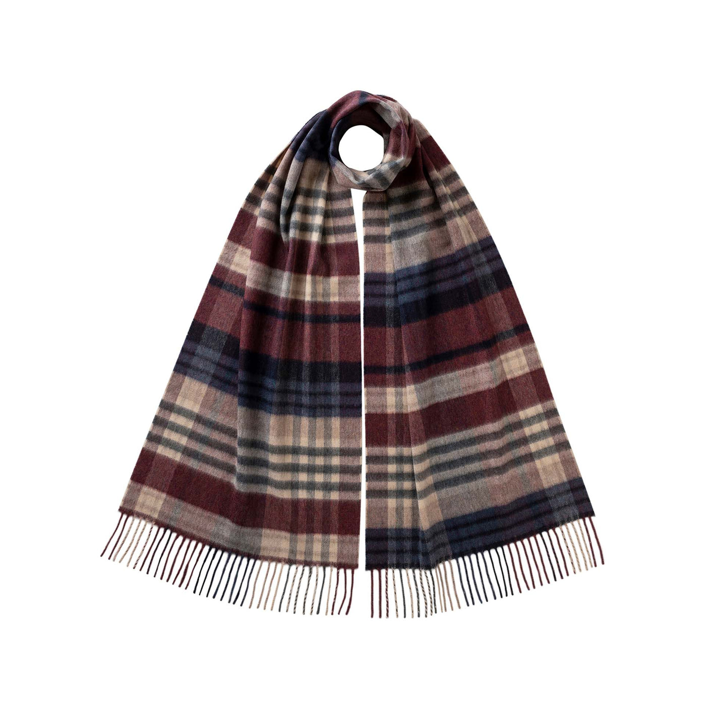 Oversized Check Scarf – Damson