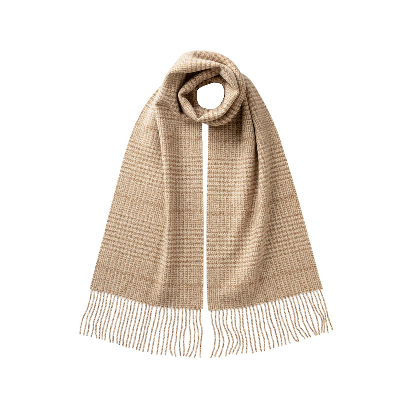 Glen Check Tweed Scarf – Natural