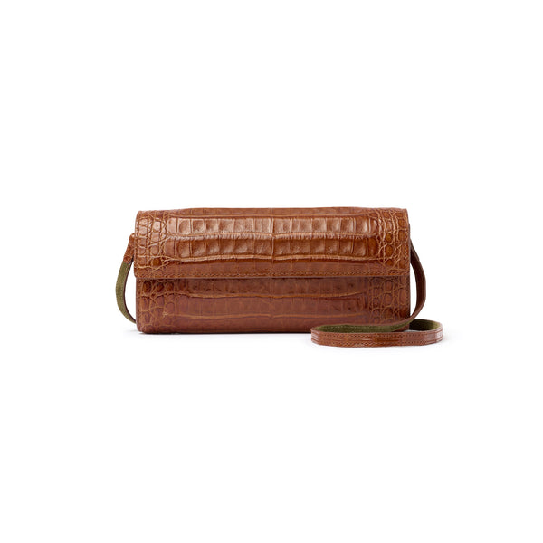 Caiman Crocodile Clutch – Chocolate