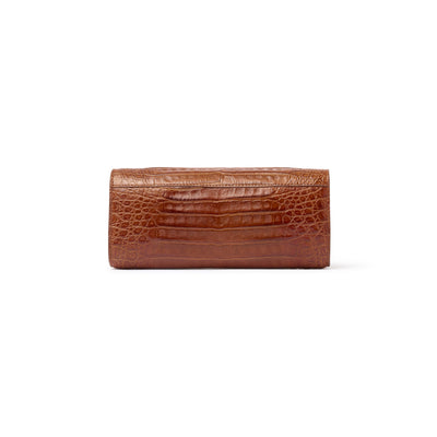 Caiman Crocodile Clutch – Chocolate