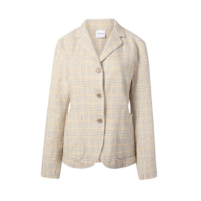 Cotton & Linen Check Jacket - Beige Check