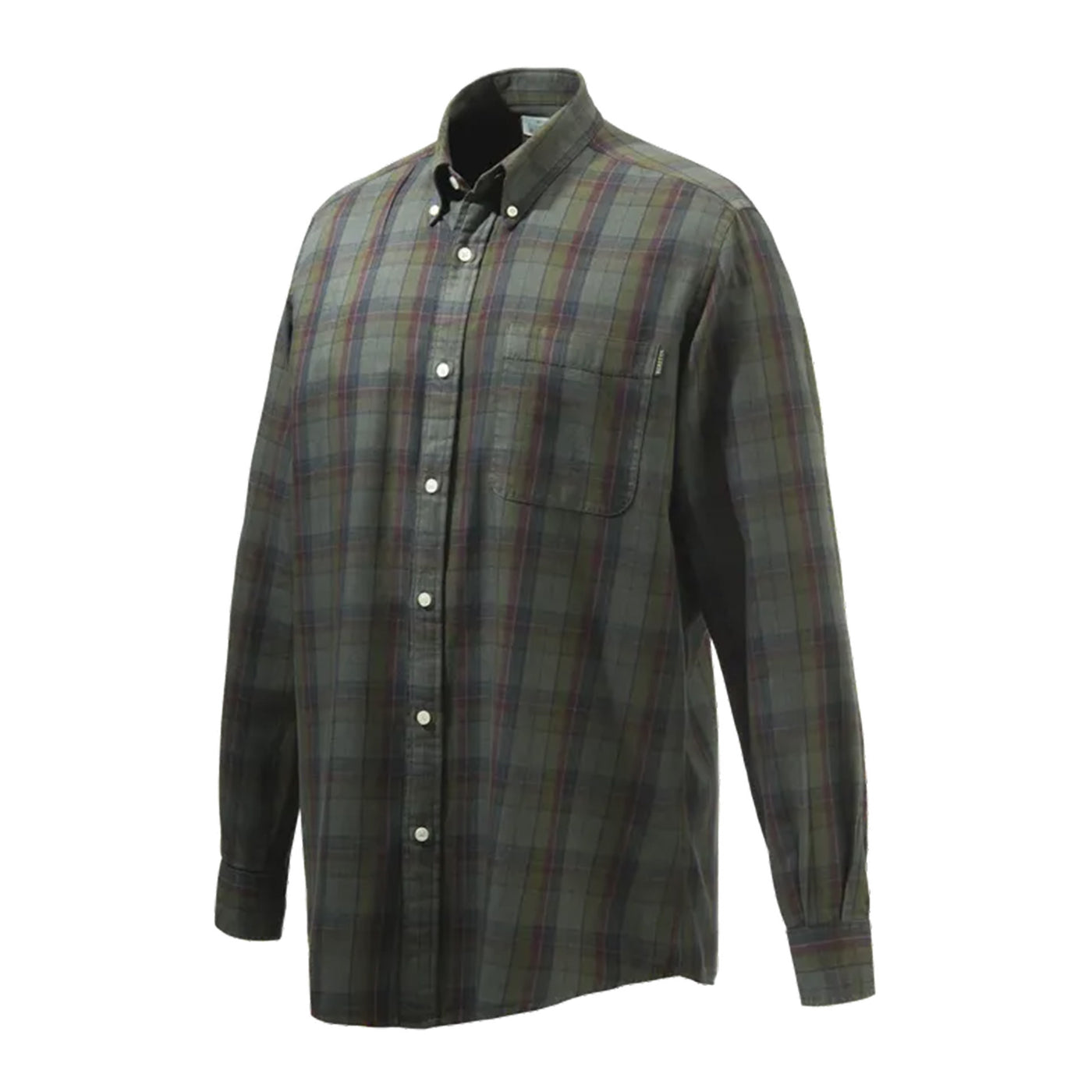 Wood Button Down Shirt - Green & Red Overdyed Moss