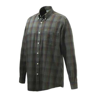 Wood Button Down Shirt - Green & Red Overdyed Moss