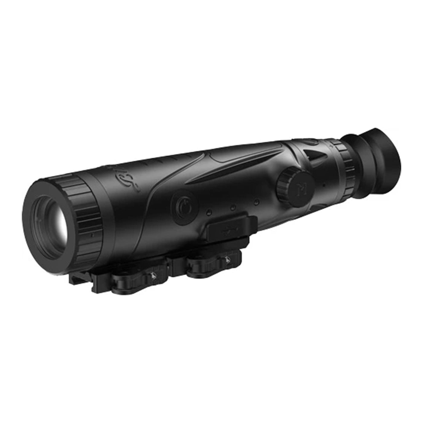 Black night vision scope on a white background
