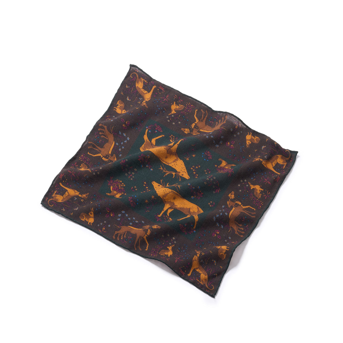 Silk Pocket Square with Elk pattern on a white background