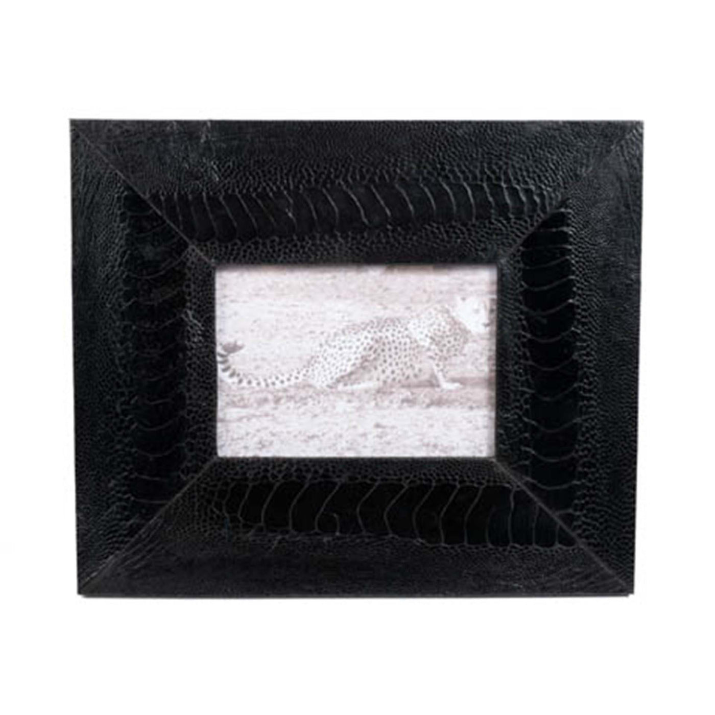 Ostrich Shin Leather Photo Frame - Black