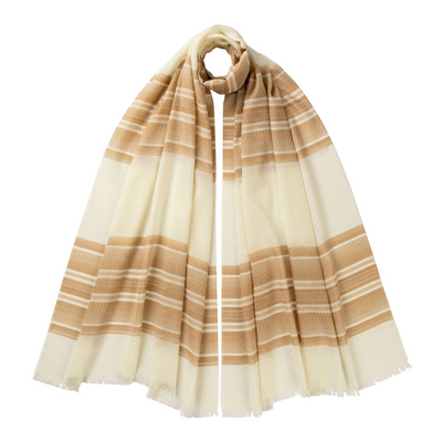 Tissue Ombre Stripe Scarf - Camel