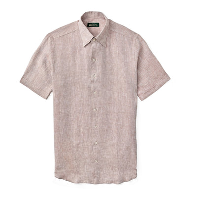 Classic Short Sleeve Linen Shirt - Tan