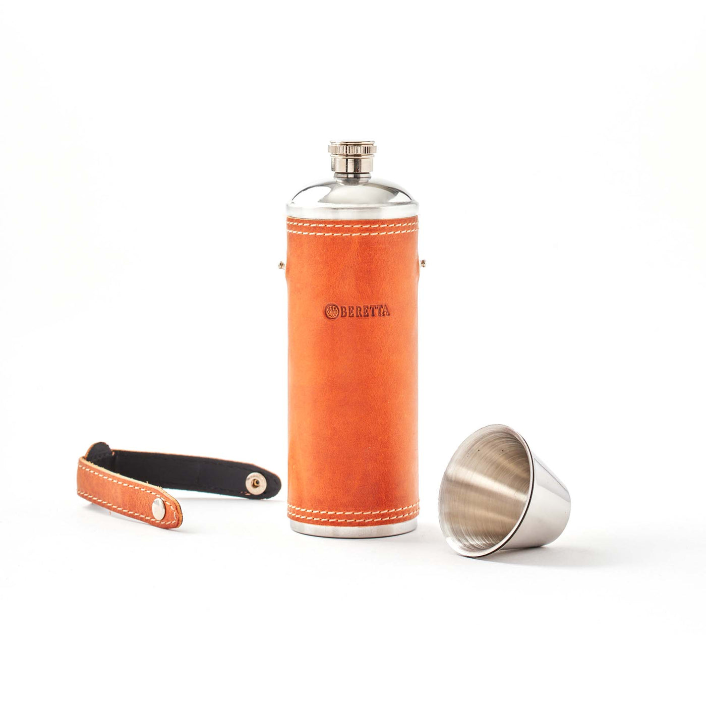 Alpina Cowhide Hunting Flask - Orange for sale