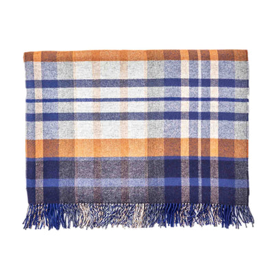 Shop Navy Double Face Check Throw | Johnstons of Elgin