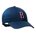 A navy blue cap with the 'Big B' logo embroidered in pink on the front.