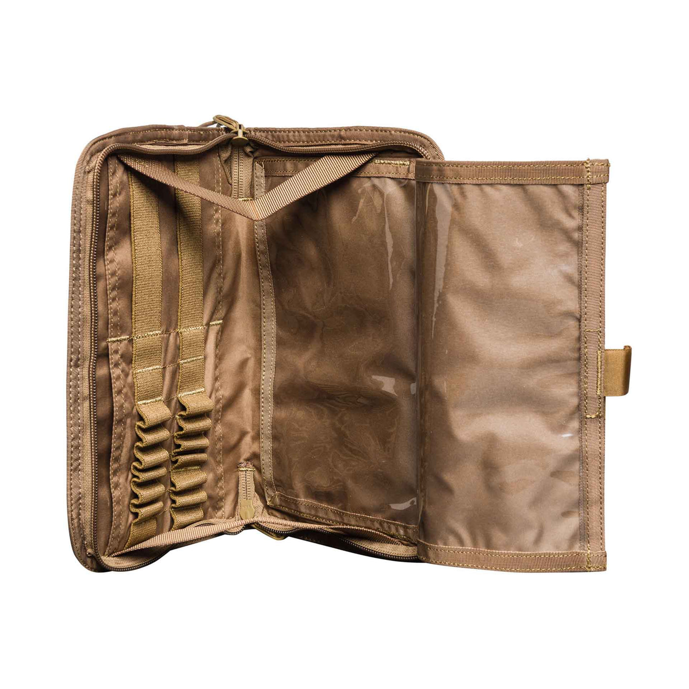 Tactical Organizer Pouch with MOLLE system coyete open