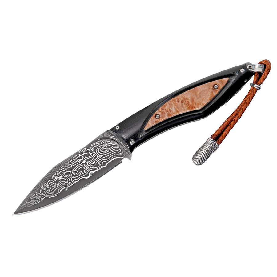 Shop F28 Burl | Damascus VG-10 Blade Knife