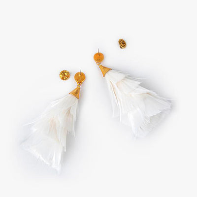 Shop Jane Goose White Feather Earring | Beretta Gallery USA